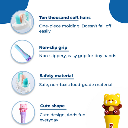 Toddler Cartoon Toothbrush with Gentle Soft Bristles (3-6 Years)