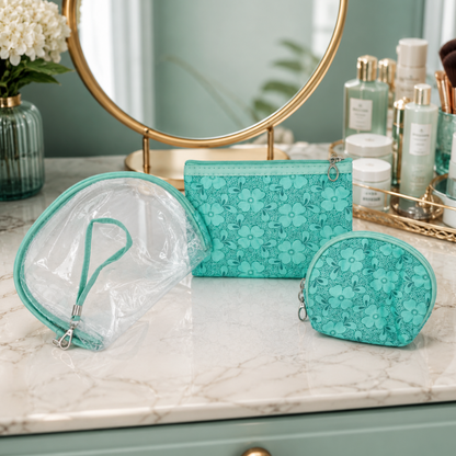 KokoSmile Waterproof Clear Travel Pouches – Cosmetic Bags Set of 3