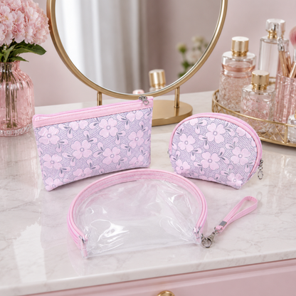 KokoSmile Waterproof Clear Travel Pouches – Cosmetic Bags Set of 3