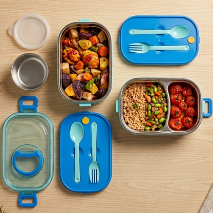Double Decker Bento Lunch Box with 3 compartments for Kids – 710ml