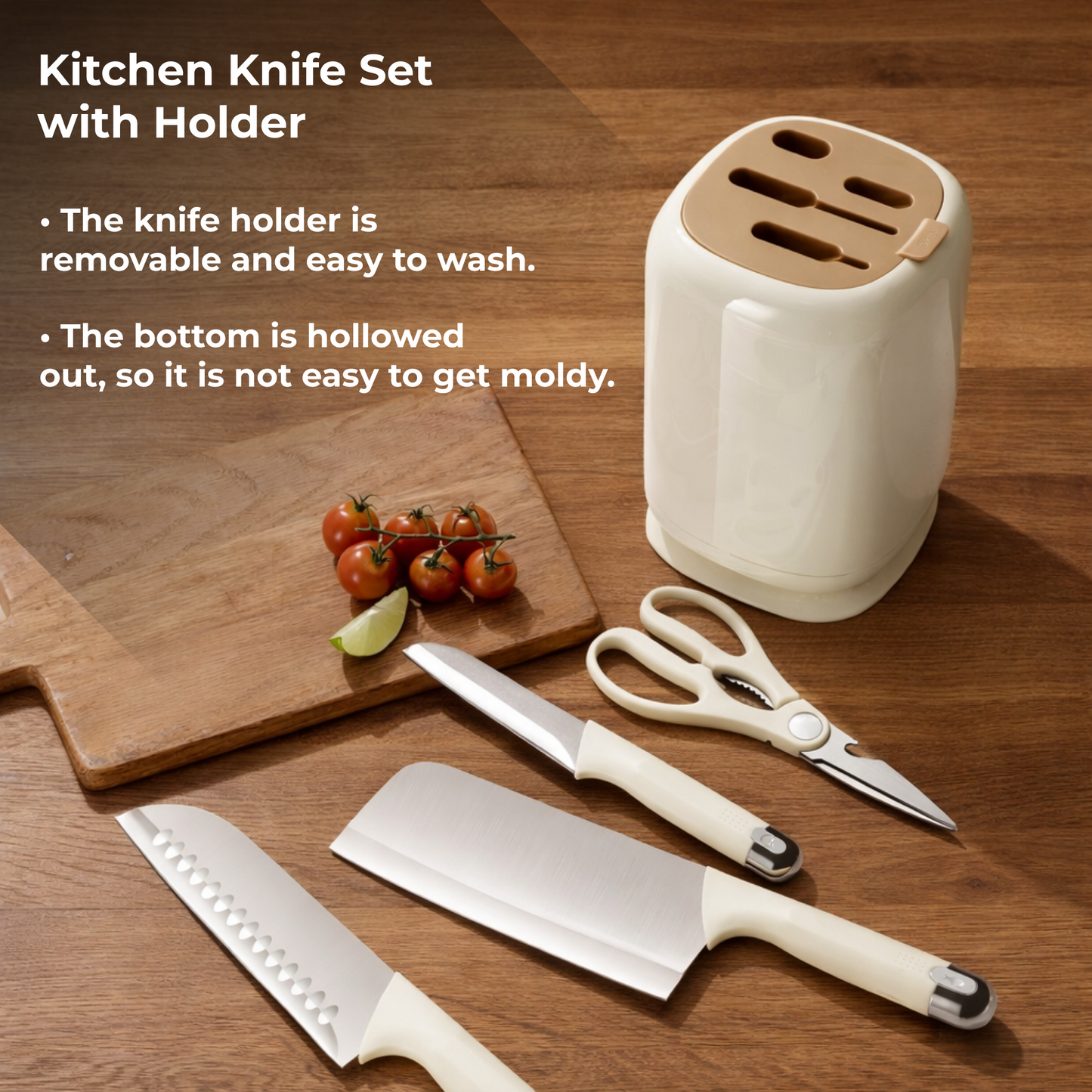 Kitchen Knife Set (3 Knives & 1 Scissors) – Multi-Purpose Countertop Stainless Steel Cutting Set