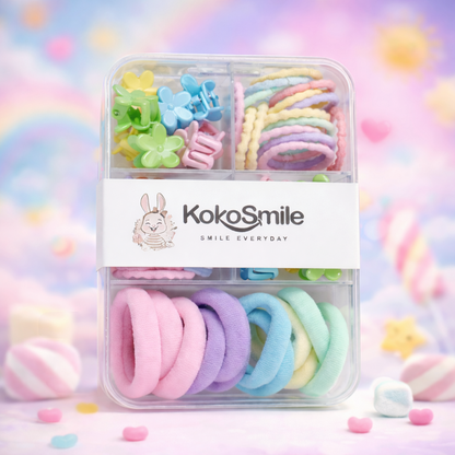 Pastel Hair Ties & Flower Bands Styling Set (49 Pcs)