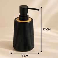 Unbreakable Ribbed Soap Dispenser with Wooden Base 350ml