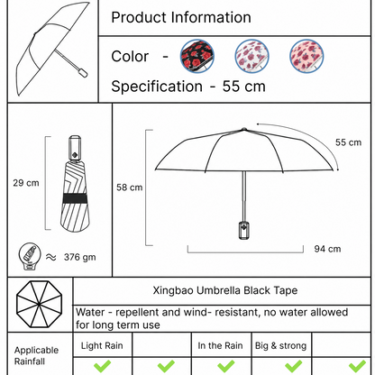 Rose Print UV Protection Folding Umbrella with Lotus Grip