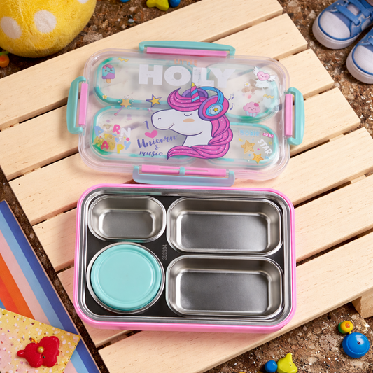 Stainless Steel Bento Lunch Box with 3 compartments for Kids – 1120ml