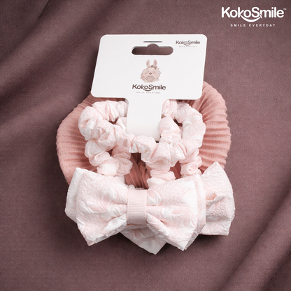 KokoSmile Pastel Scrunchie & Bow Set – 3 Pieces