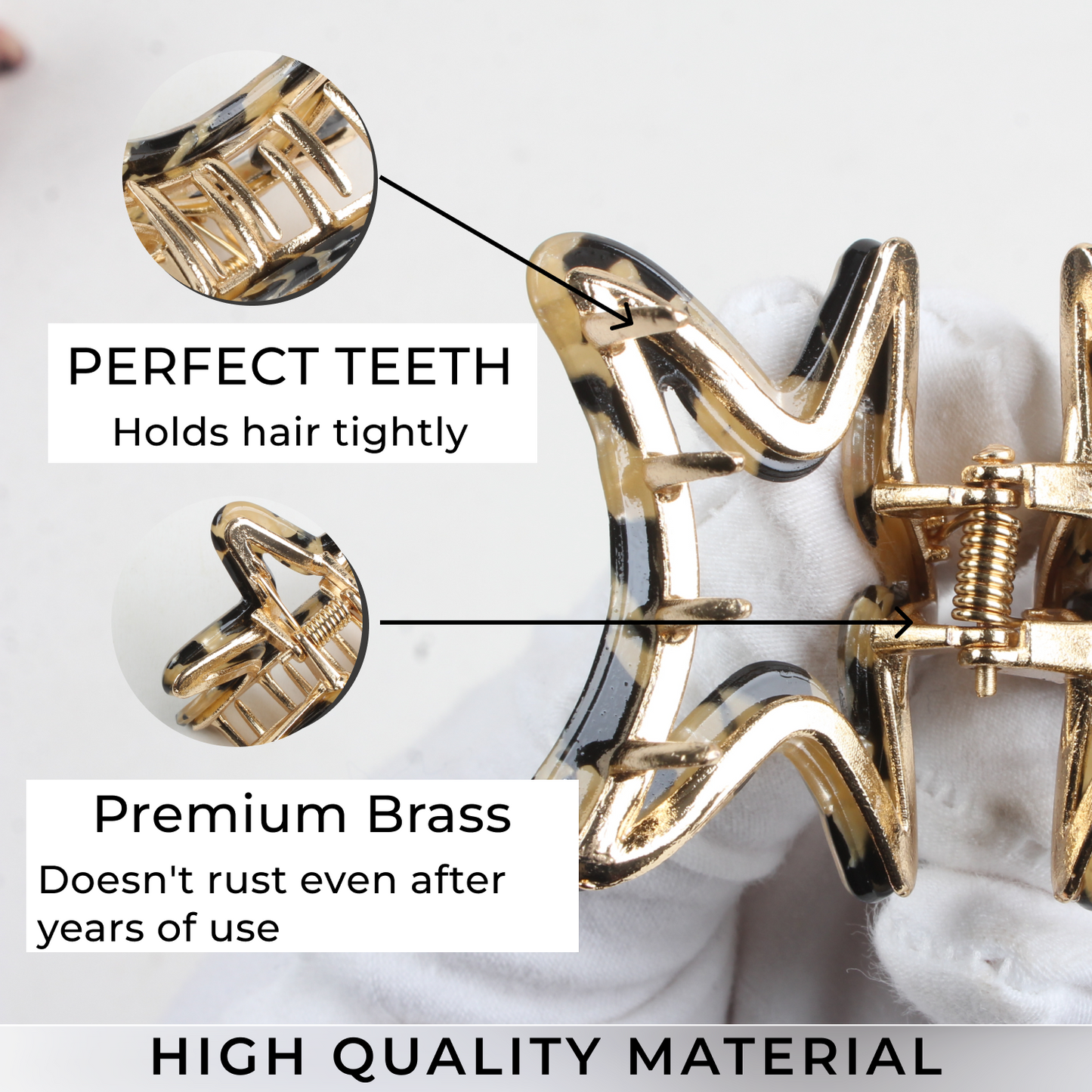 Classic Strong Grip Hair Claw Clip – Premium Brass & ABS Hair Accessory