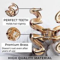 Zig-zag Anti-rust Acrylic-Brass Hair Claw Clip (Pack of 1)
