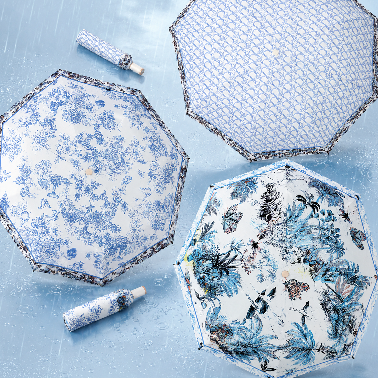 UV Protection Tested Floral Folding Umbrella with One-Touch Open