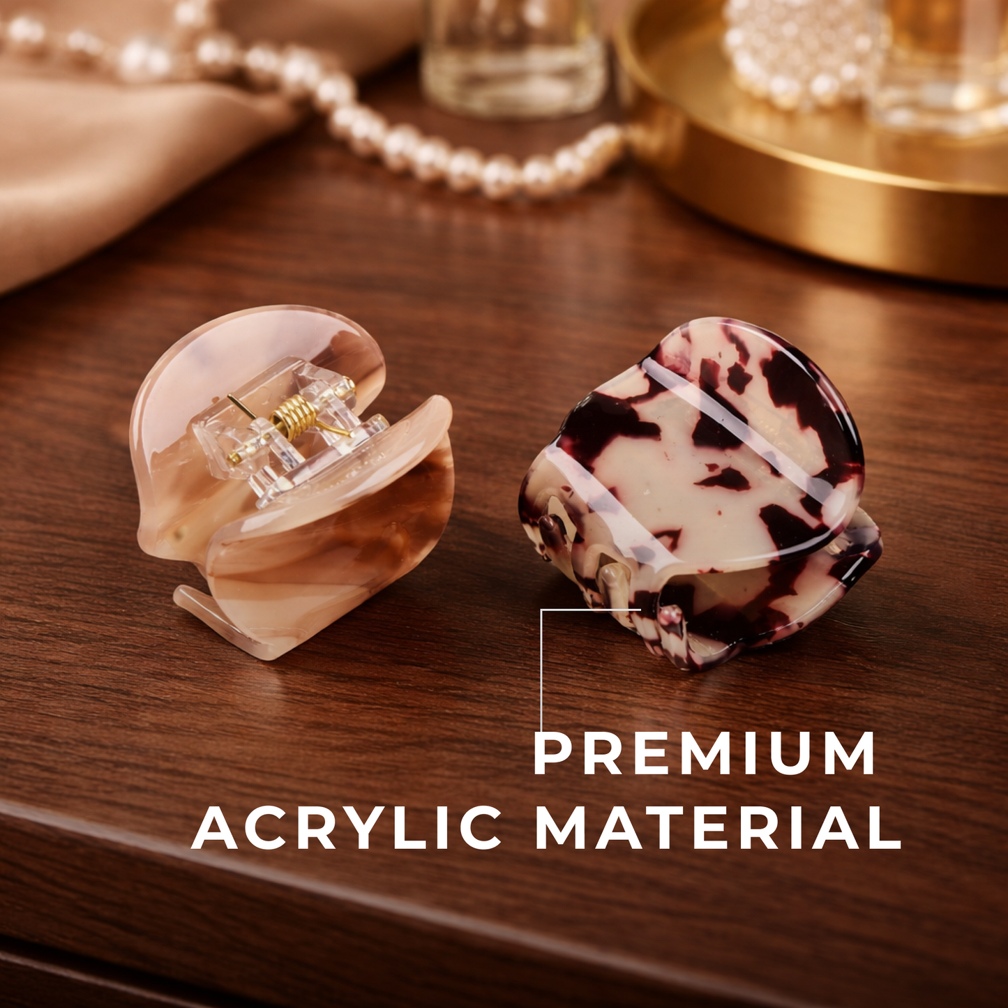 Premium Acrylic Mini Hair Claw Clip Set – Glossy Anti-Slip Hair Accessories for Women