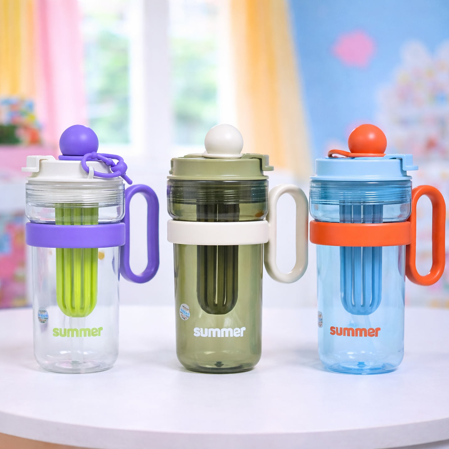 Cute Kids Ball Cup Sipper Bottle with Straw - 550ml