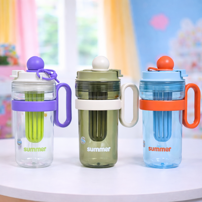 Cute Kids Ball Cup Sipper Bottle with Straw - 550ml