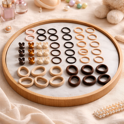 48-Piece Neutral Hair Bands & Bunny Ponytail Accessories Set