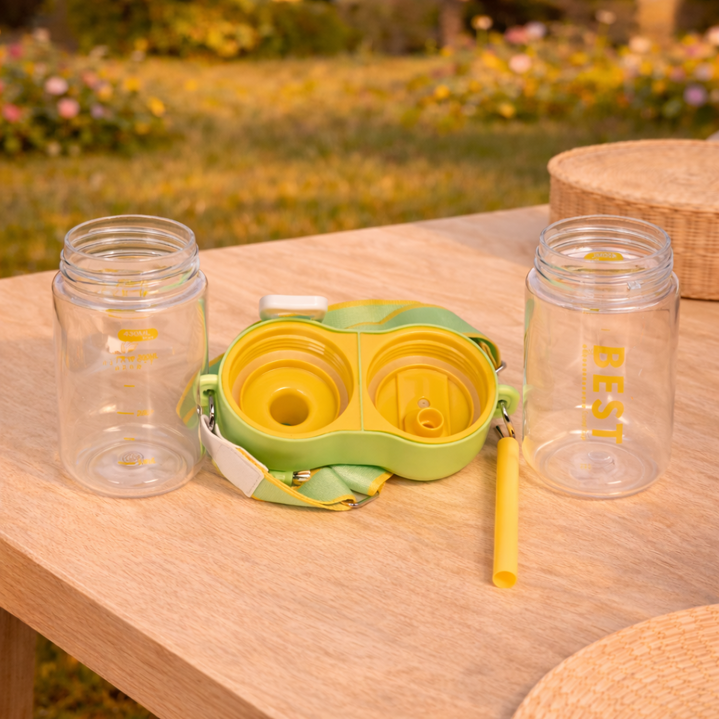 Cute & Stylish Dividing Cup Double Drink Bottle for Kids - 860ml