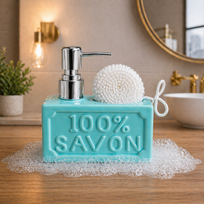 PUR SAVON Ceramic Soap Dispenser with Sponge Holder 350ml
