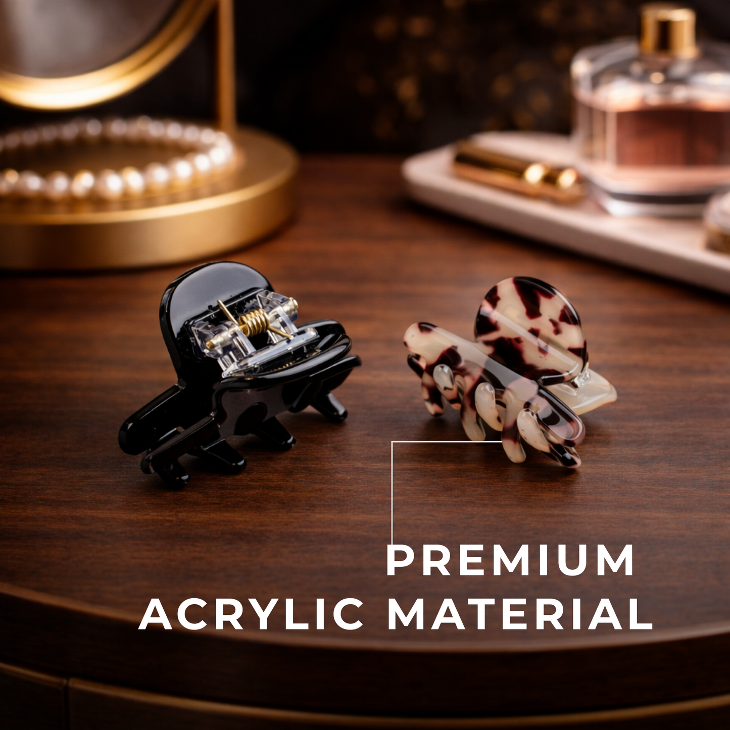 Pearlescent Acrylic Hair Claw Clip – Luxury Marble Finish Non-Slip Hair Clamp