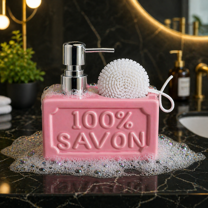 PUR SAVON Ceramic Soap Dispenser with Sponge Holder 350ml