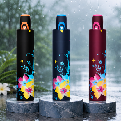 Magic Colour Changing Floral Triple-folding Umbrella with UV Protection