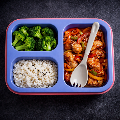 Cat Theme Plastic Bento Lunch Box with 3 compartments for Kids – 800ml