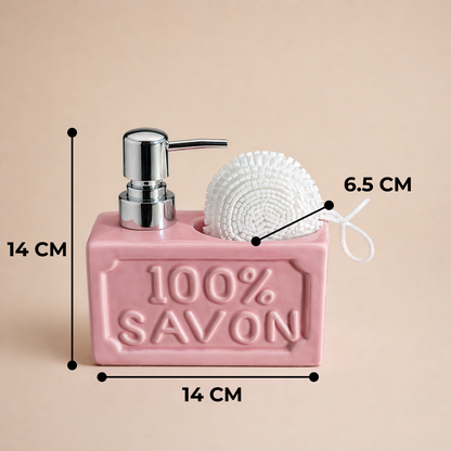 PUR SAVON Ceramic Soap Dispenser with Sponge Holder 350ml