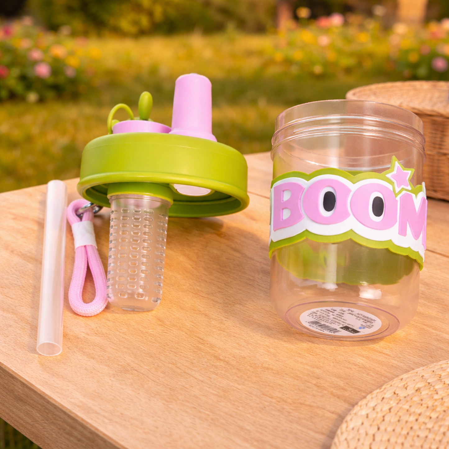 BOOM Cartoon Infuser Straw Bottle for Kids - 420ml