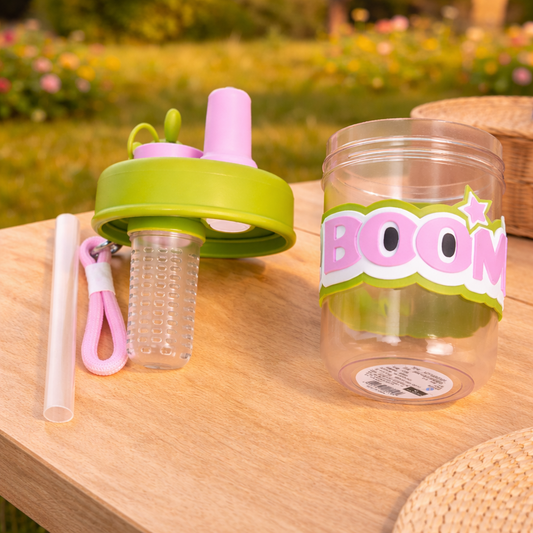 BOOM Cartoon Infuser Straw Bottle for Kids - 420ml