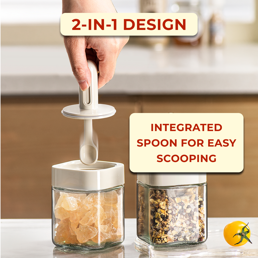 Premium Spice Jar with Integrated Spoon