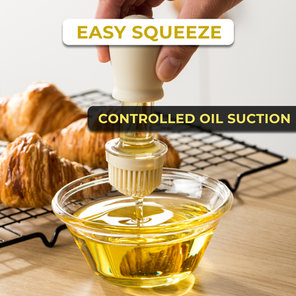 180ml Glass Oil Dispenser with Silicone Basting Brush | Leak-Proof Design