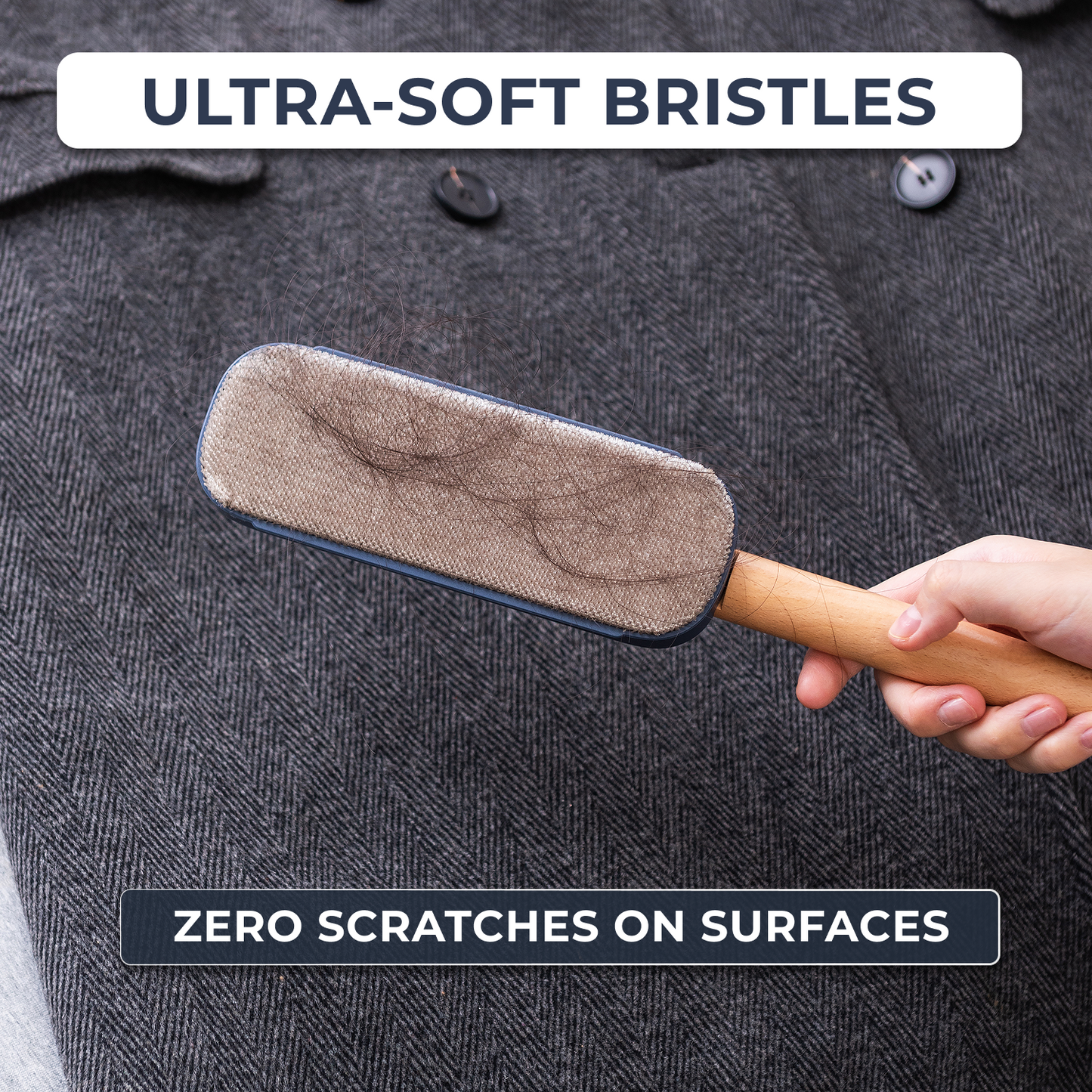 HOMX Beechwood Soft Bristle Dusting/Lint Brush | Premium Furniture Cleaner