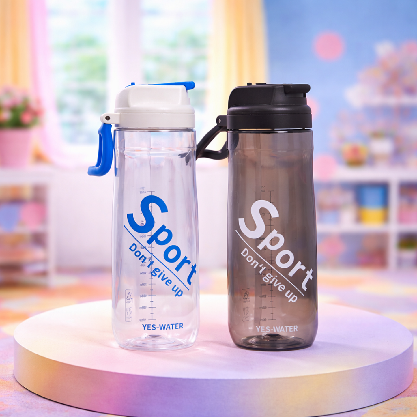 Trendy Tritan Sports Sipper Water Bottle with Time Markers - 750ml