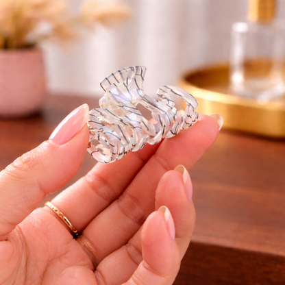 Premium Marble Acrylic Wavy Hair Claw Clip – Glossy Anti-Slip Elegant Hair Accessory for Women
