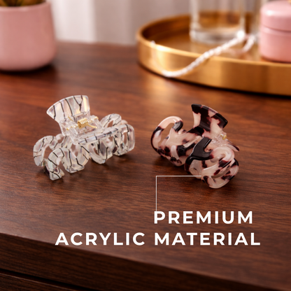 Premium Marble Acrylic Wavy Hair Claw Clip – Glossy Anti-Slip Elegant Hair Accessory for Women