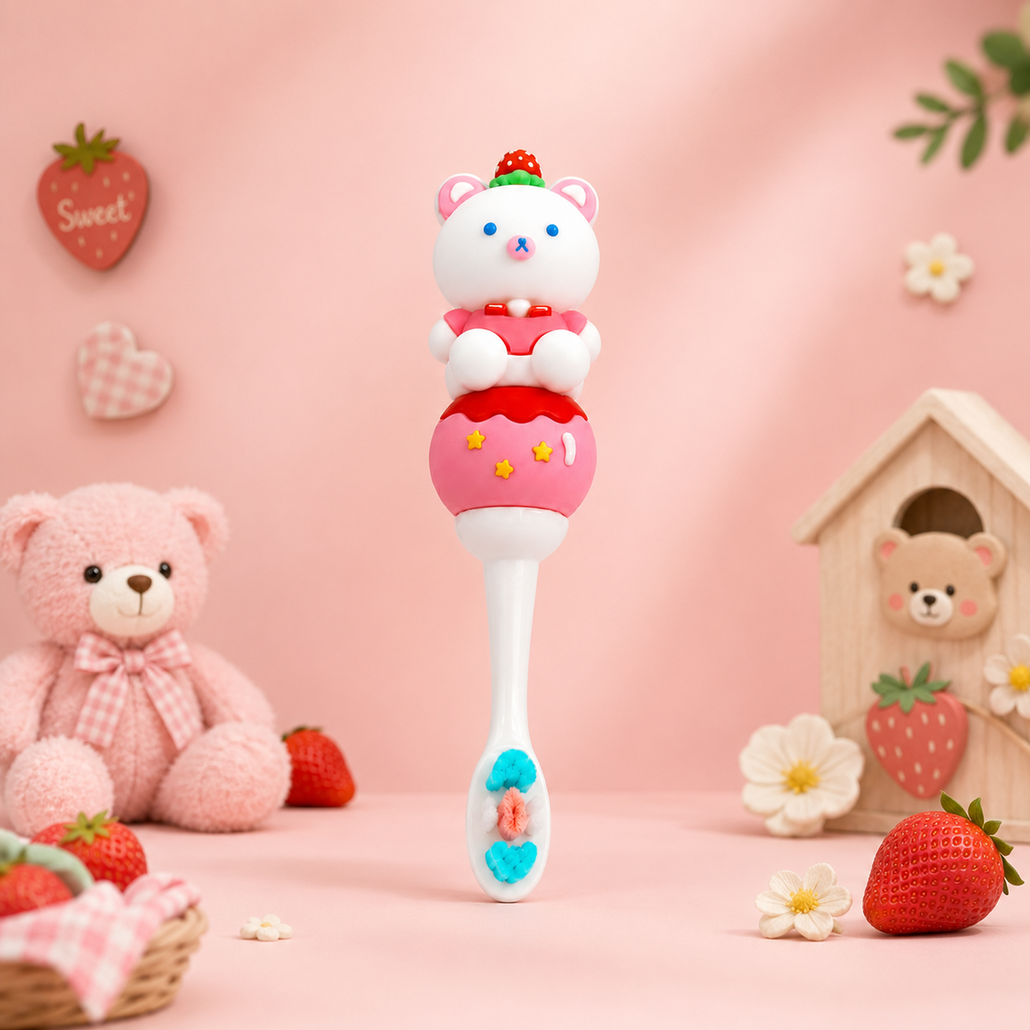 Bear Cartoon Soft Kids Toothbrush with Easy Grip Handle (1-7Y)