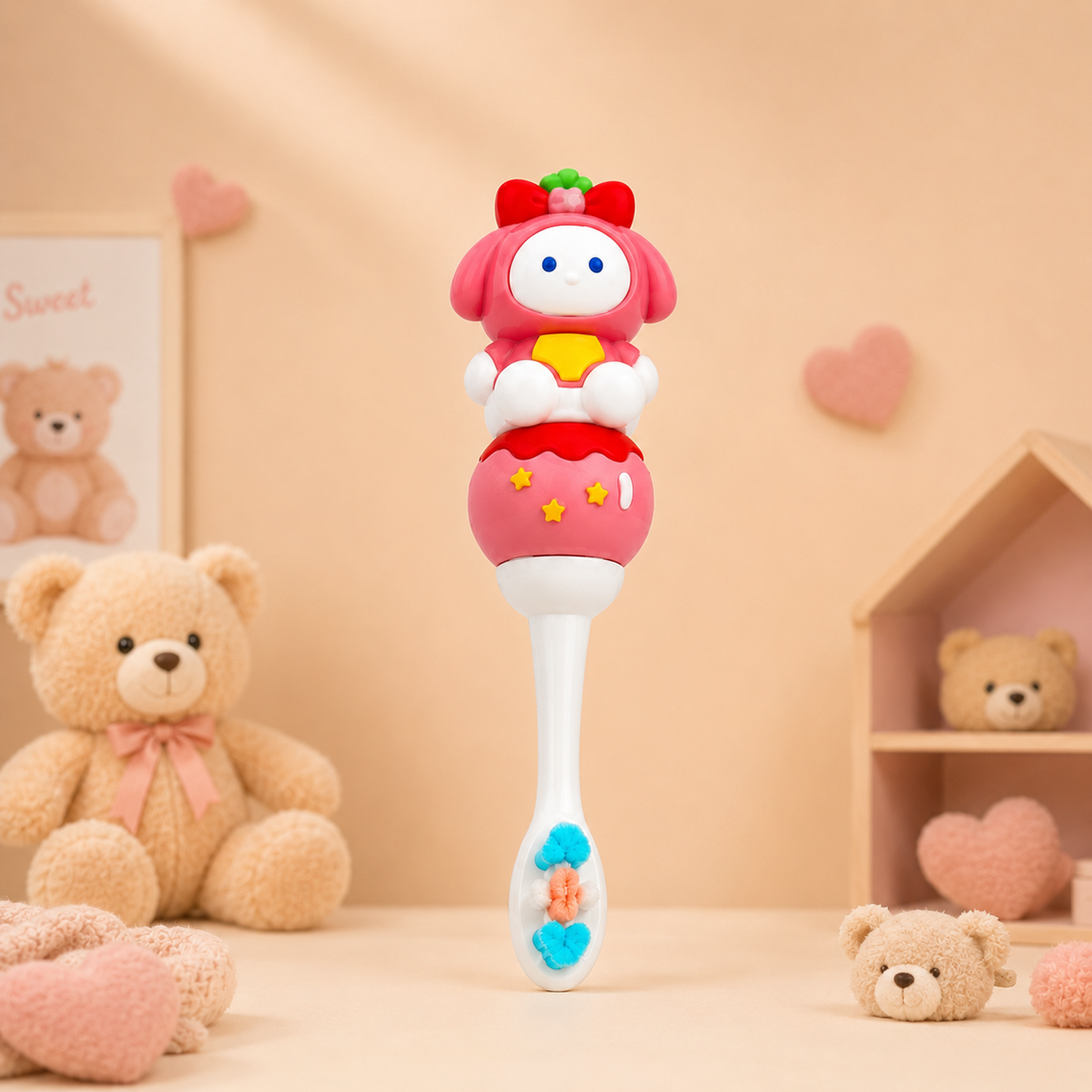 Bear Cartoon Soft Kids Toothbrush with Easy Grip Handle (1-7Y)