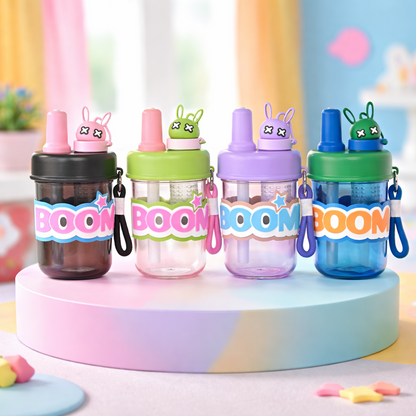BOOM Cartoon Infuser Straw Bottle for Kids - 420ml