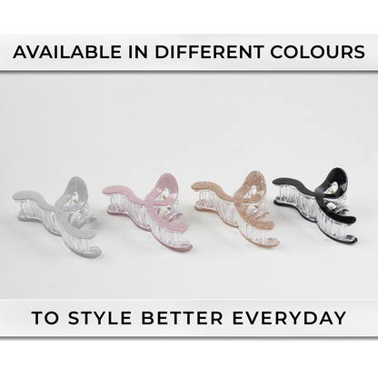 KOKOSMILE Butterfly Hair Claw Clip for Women | Strong Hold Non-Slip & Unbreakable Hair Clutches | Glitter Transparent Jaw Clip for Thick & Thin Hair | Stylish Hair Accessories for Girls & Women (Sparkle Finish)
