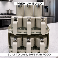 Premium 9-Piece Kitchen Spice Organiser | 6 Spice Jars & 3 Oil Bottles