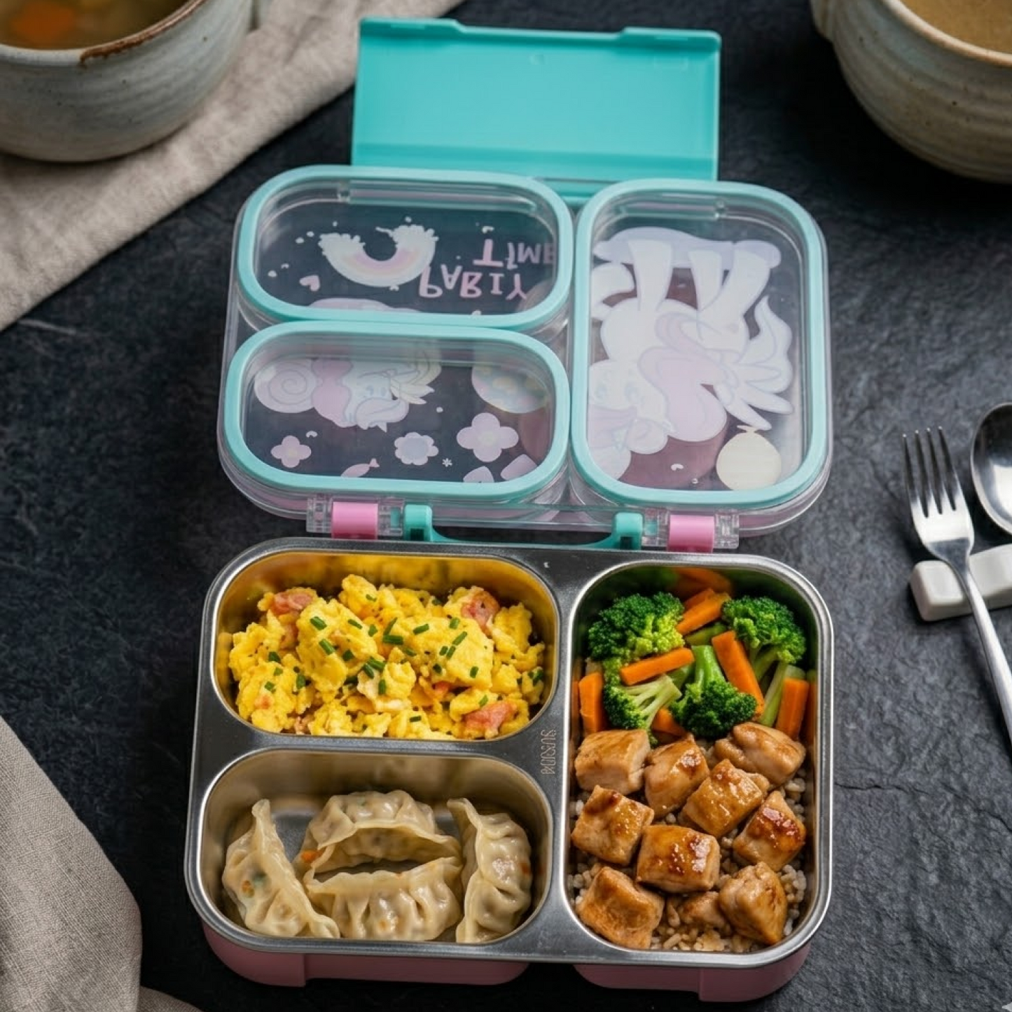 Premium 3 Compartment Stainless Steel Leakproof Lunch Box – 750ml