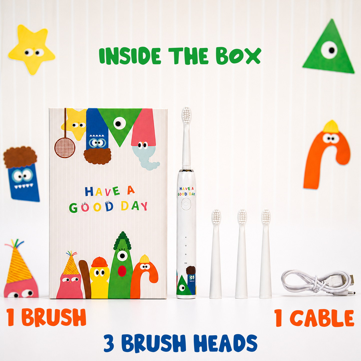 Kids Sonic Electric Toothbrush with 3 Modes & 4 Brush Heads