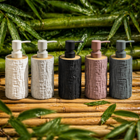Unbreakable Textured Soap Dispenser with Bamboo Touch 380ml