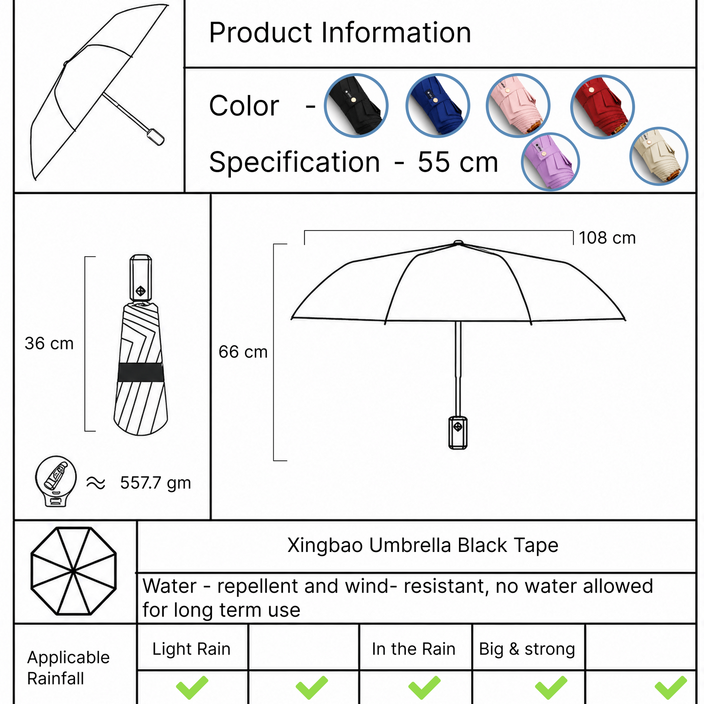 Luxury Windproof Folding Umbrella with Wooden Handle & UV Shield