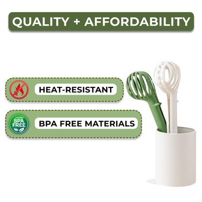 3-in-1 Multipurpose, Egg Whisk & Food Clamp | Heat-Resistant Kitchen Tong