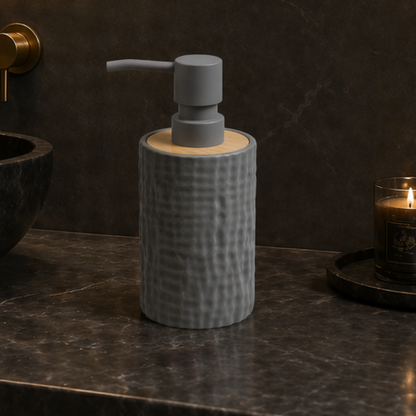 Unbreakable Textured Soap Dispenser with Bamboo Touch 380ml