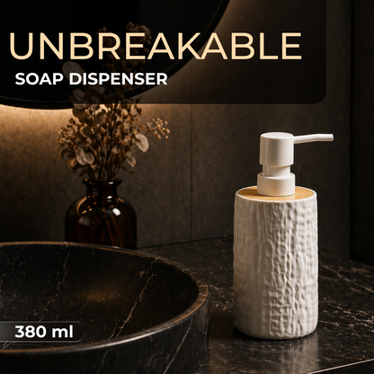 Unbreakable Textured Soap Dispenser with Bamboo Touch 380ml