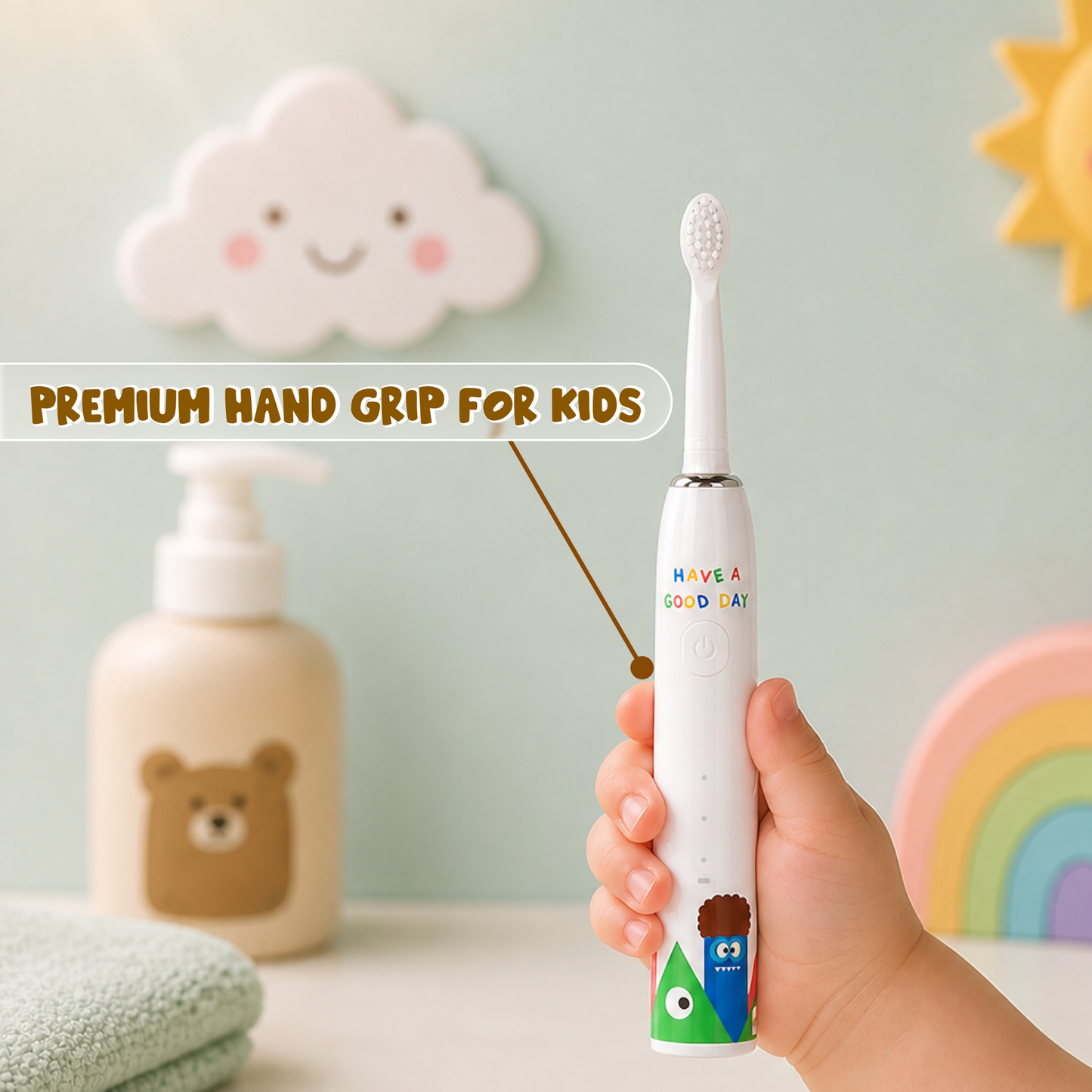 Kids Sonic Electric Toothbrush with 3 Modes & 4 Brush Heads