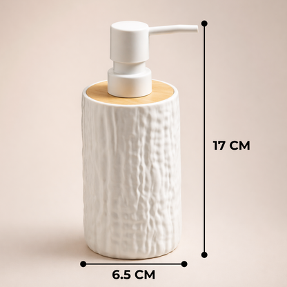 Unbreakable Textured Soap Dispenser with Bamboo Touch 380ml
