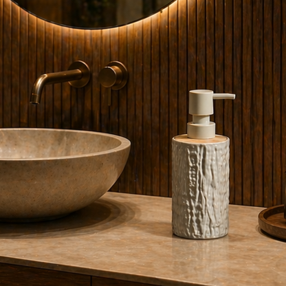 Unbreakable Textured Soap Dispenser with Bamboo Touch 380ml
