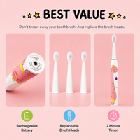 Smart Kids Toothbrush with Soft Bristles & 4 Replacement Heads