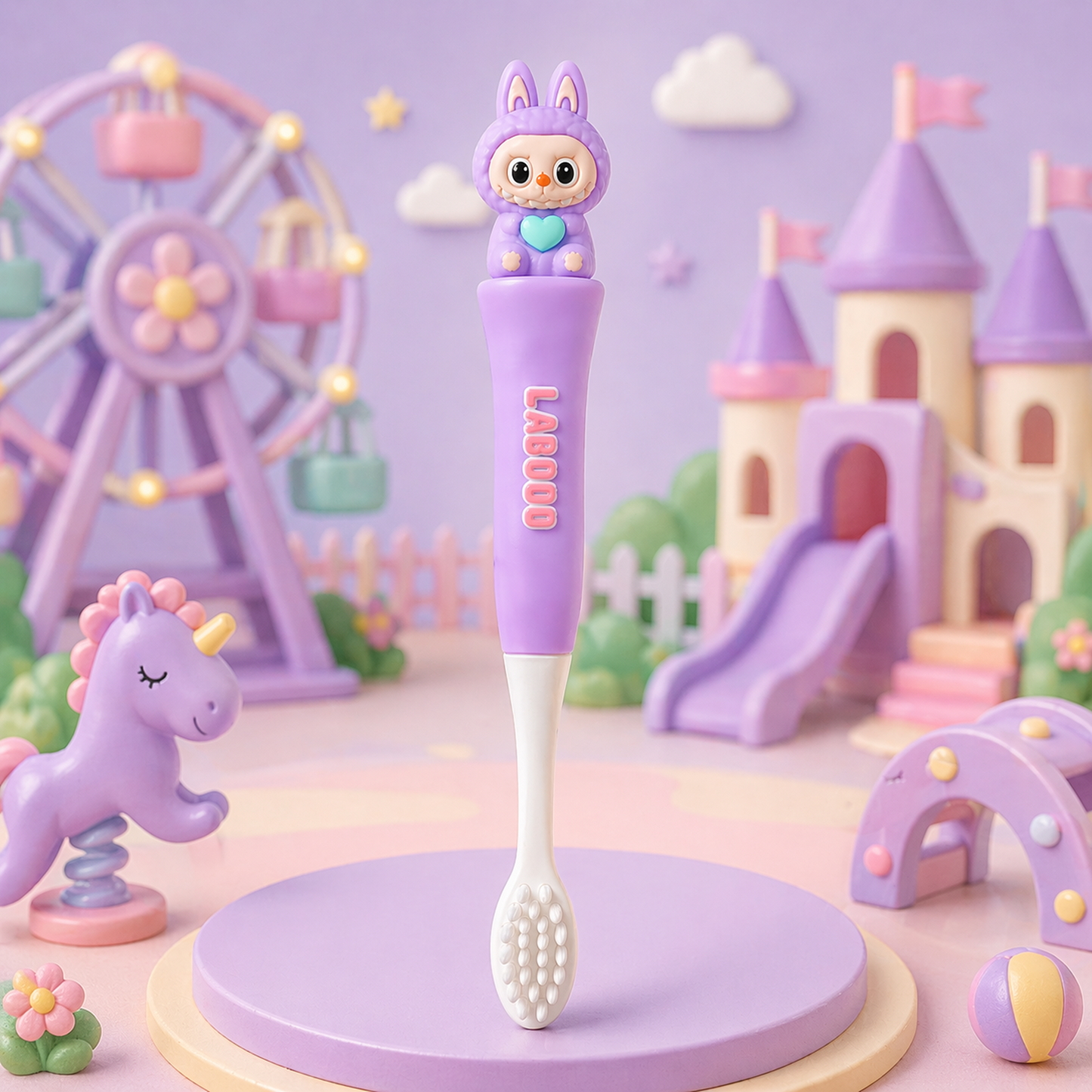 Labubu Toothbrush for Kids with Soft Microfiber Bristles (3-6Y)