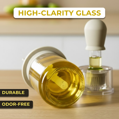 180ml Glass Oil Dispenser with Silicone Basting Brush | Leak-Proof Design